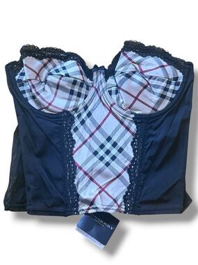 Burberry Black and Beige Plaid Bustier